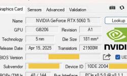 英伟达RTX 5060 Ti显卡规格大揭秘：16GB显存，功耗锁定180W